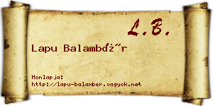 Lapu Balambér névjegykártya